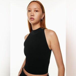 Babaton Sculpt Knit Mockneck Halter Top - Black - Medium